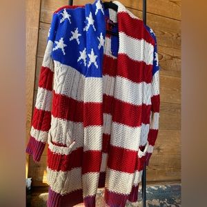 American flag knit cardigan rock and roll cowgirl